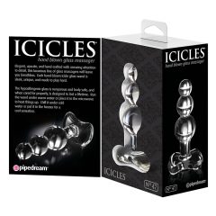   Icicles No. 47 - trojitý perlový skleněný anální kolík (průhledný)