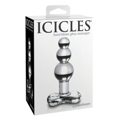   Icicles No. 47 - trojitý perlový skleněný anální kolík (průhledný)