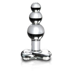   Icicles No. 47 - trojitý perlový skleněný anální kolík (průhledný)