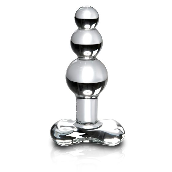Icicles No. 47 - trojitý perlový skleněný anální kolík (průhledný)