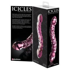   Icicles No. 55 - oboustranné skleněné dildo na G-bod (růžové)