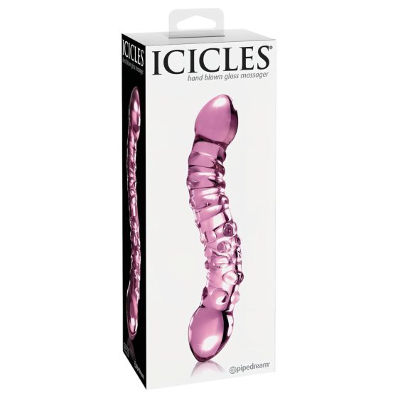 Icicles No. 55 - oboustranné skleněné dildo na G-bod (růžové)