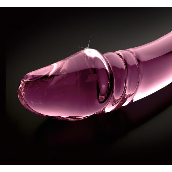 Icicles No. 57 - oboustranný skleněný dildo ve tvaru penisu (růžový)