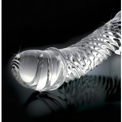   Icicles No. 61 - skleněné dildo ve tvaru penisu s varlaty (průhledné)