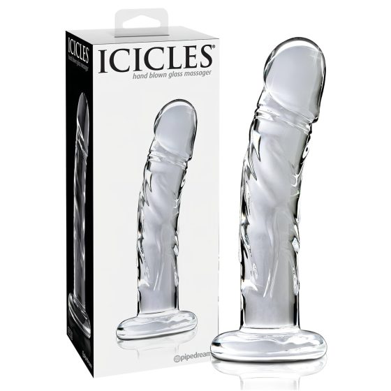 Icicles No. 62 - skleněné dildo s penisem - průhledné