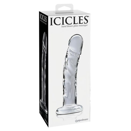Icicles No. 62 - skleněné dildo s penisem - průhledné