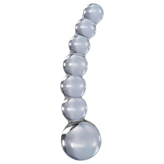 Icicles No. 66 - zahnuté, kulovité skleněné dildo (průhledné)