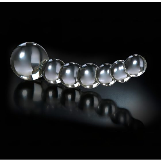 Icicles No. 66 - zahnuté, kulovité skleněné dildo (průhledné)