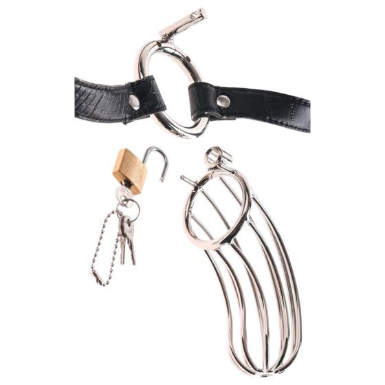 Fetish The Prisoner - kovová klec na penis (stříbrná) 