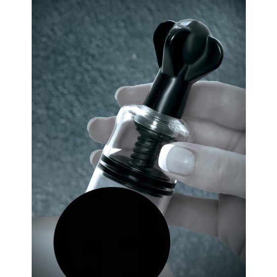 Fetish Super Suckers - bradavková pumpa (černá-průhledná)