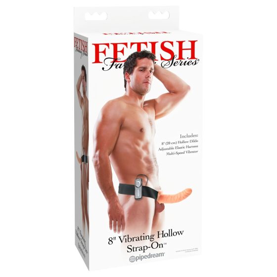 Fetish Strap-On 8 - připínací, dutý vibrátor (přírodní)
