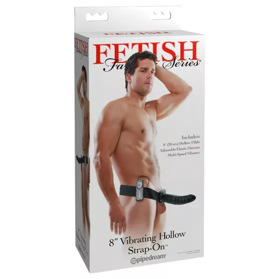 Fetish Strap-On 8 - dutý připínací vibrátor - černý
