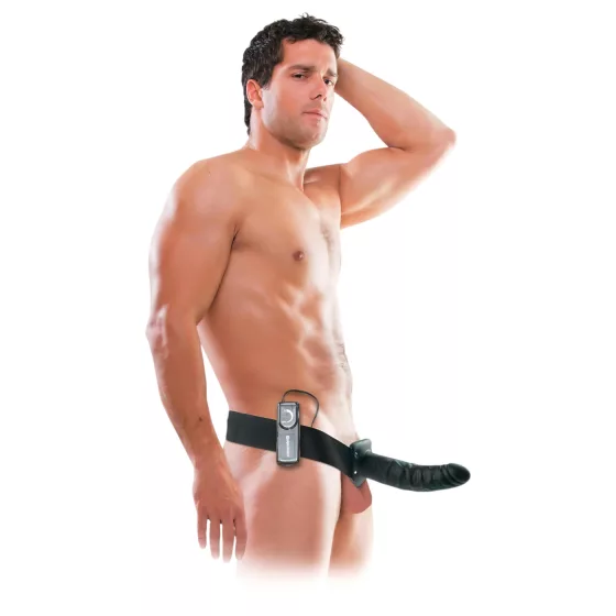 Fetish Strap-On 8 - dutý připínací vibrátor - černý