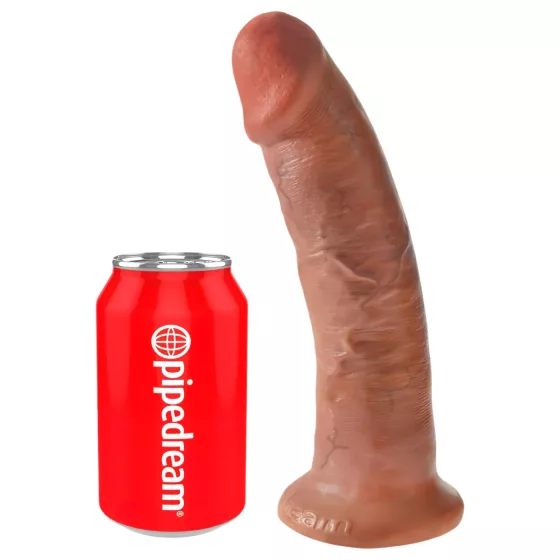 King Cock - realistické dildo s přísavkou - 23 cm - tmavá přírodní barva