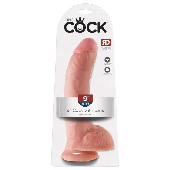 King Cock - realistické dildo s přísavkou a varlaty - 23 cm - tělová