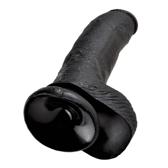 Královský Cock 9 - velký přísavkový dildo s varlaty (23cm) - černý