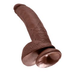   King Cock 9 - velký realistický dildo s přísavkou a varlaty (23 cm) - hnědý