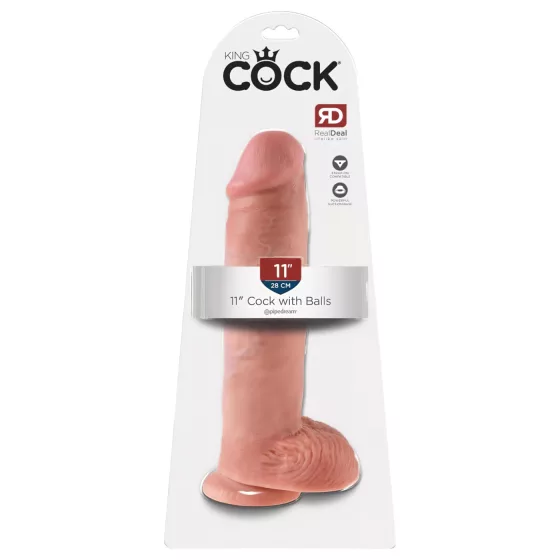 King Cock 11 - realistický dildo s varlaty a přísavkou 28 cm - tělová barva