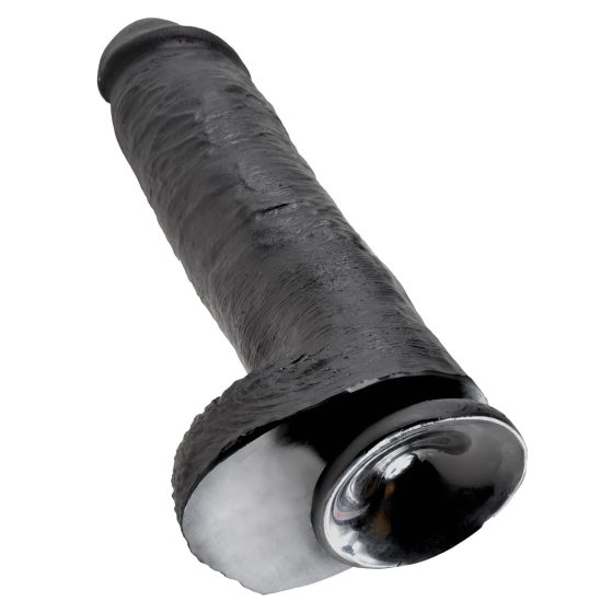 King Cock 11 - velký dildo s přísavkou a varlaty (28 cm) - černý
