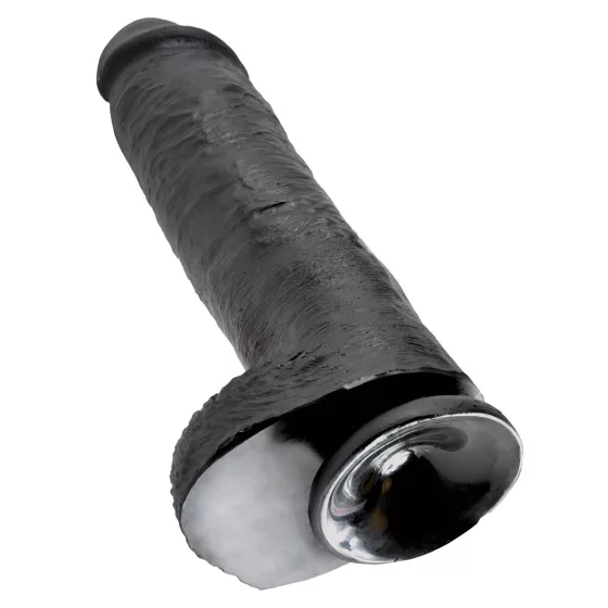 King Cock 11 - realistické dildo s varlaty a přísavkou - černé 28 cm