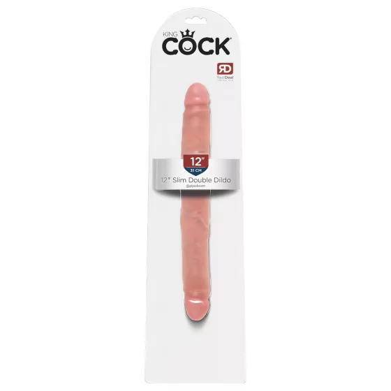 King Cock 12 Slim - realistické dvojité dildo (31 cm, tělová barva)
