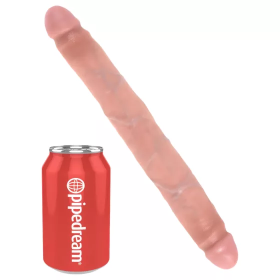 King Cock 12 Slim - realistické dvojité dildo (31 cm, tělová barva)
