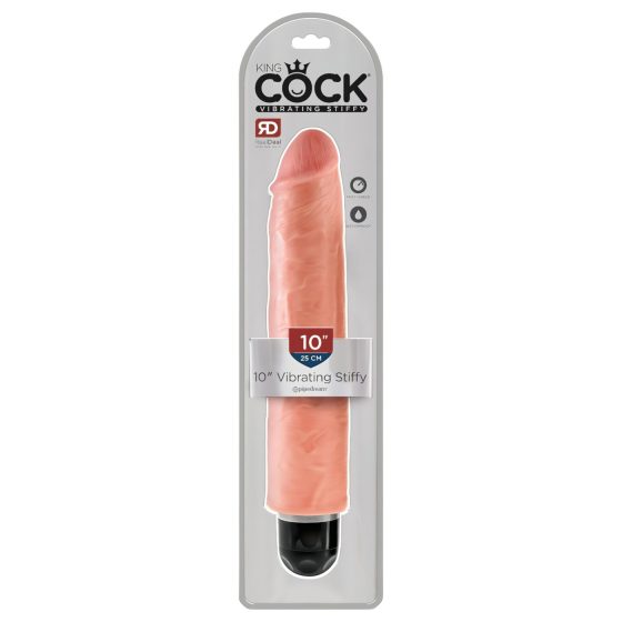 King Cock 10 Stiffy - voděodolný realistický vibrátor (25 cm) - tělová barva