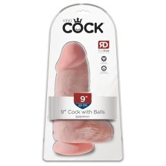   King Cock 9 Chubby – přísavkový dildo s varlaty (23 cm) – přírodní