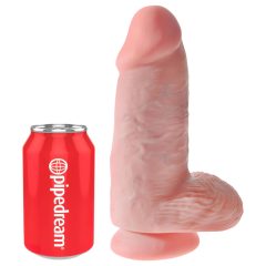   King Cock 9 Chubby – přísavkový dildo s varlaty (23 cm) – přírodní