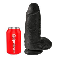   King Cock 9 Chubby - černé dildo s přísavkou a varlaty (23 cm)