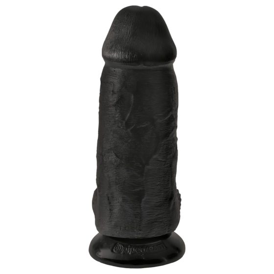 King Cock 9 Chubby - černé dildo s přísavkou a varlaty (23 cm)