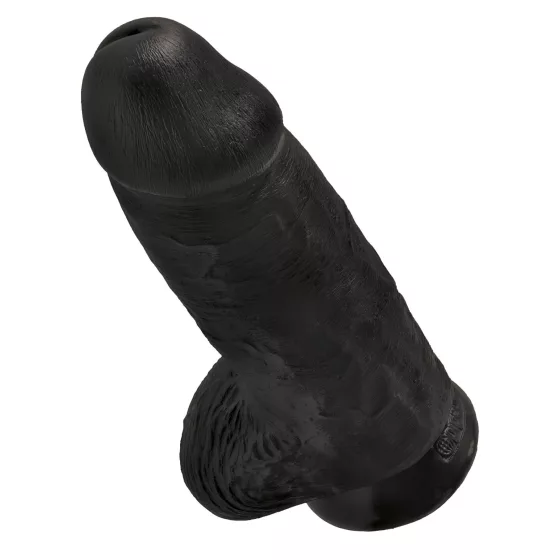 King Cock 9 Chubby - dildo s přísavkou a varlaty - černý 23 cm