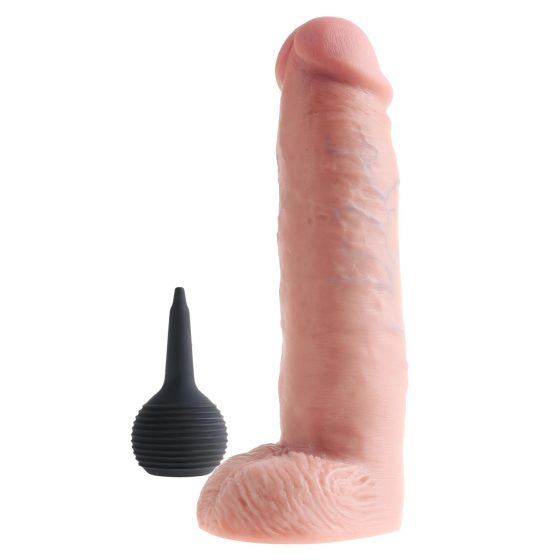 King Cock 10 - realistický stříkající dildo (25 cm) - přírodní