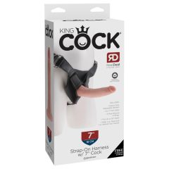 King Cock 7 - připínací dildo s postrojem (černé)