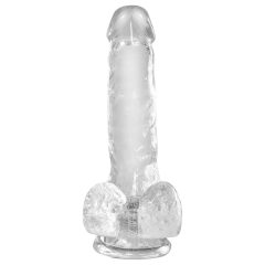   King Cock Clear 6 - přísavný malý dildo s varlaty (15 cm)