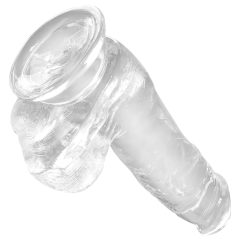  King Cock Clear 6 - přísavný malý dildo s varlaty (15 cm)