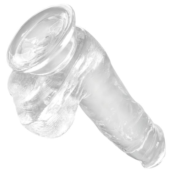 King Cock Clear 6 - přísavný malý dildo s varlaty (15 cm)