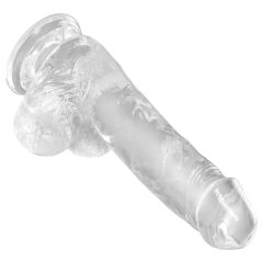   King Cock Clear 6 - přísavný malý dildo s varlaty (15 cm)