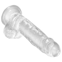 King Cock Clear 7 - přísavkový dildo s varlaty (18 cm)