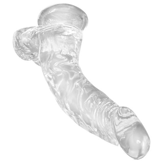King Cock Clear 7,5 - přísavkový, varlatový dildo (19 cm)