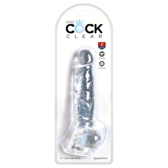 King Cock Clear 8 - Přísavkový dildo s varlaty (20 cm)