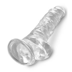   King Cock Clear 8 - připínací, testikulární dildo (20 cm)