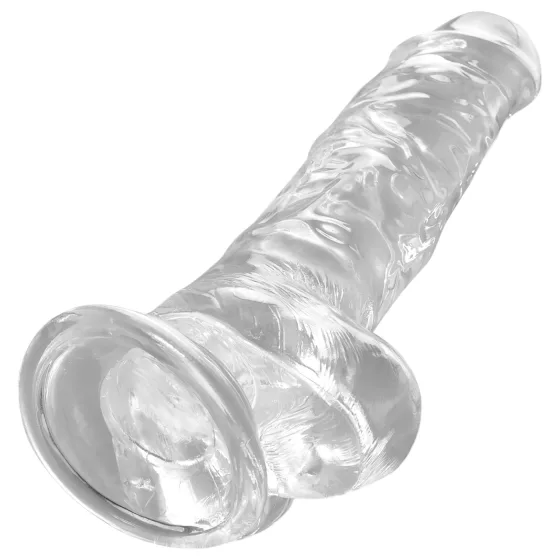 King Cock Clear - dildo s přísavkou a varlaty - 20 cm