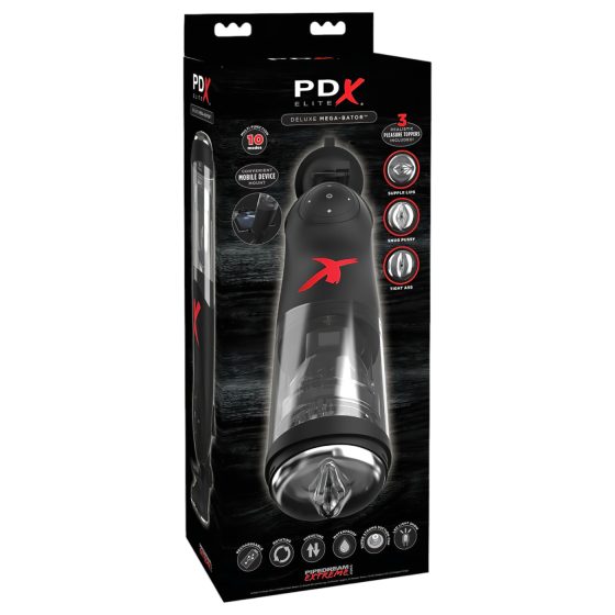 PDX Mega-Bator - rotační, pohybující se nahoru a dolů masturbátor (černý)