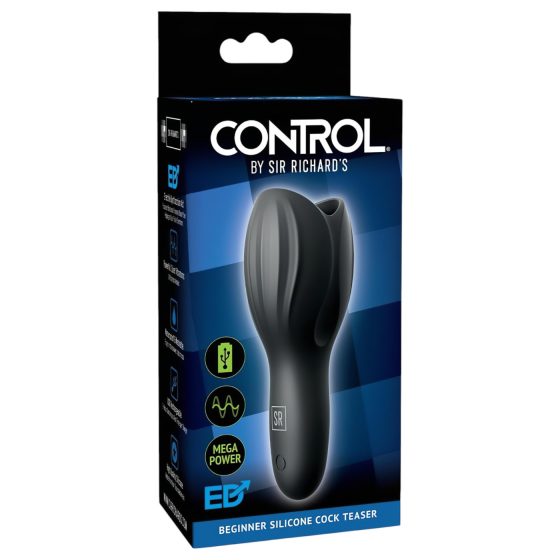 / Control Cock Teaser - vodotěsný, nabíjecí vibrátor na žaluda (černý)