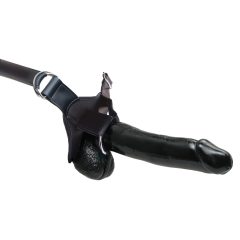 Fetish Strap-On 12 - připevnitelný, dutý dildo (černý)