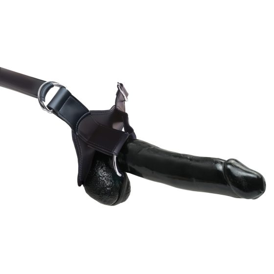 Fetish Strap-On 12 - připevnitelný, dutý dildo (černý)