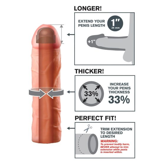 X-TENSION Perfect 1 - realistický návlek na penis (17,7 cm) - přírodní