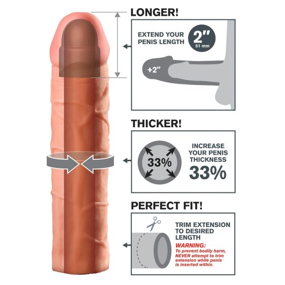 X-TENSION Perfect 2 - realistický návlek na penis (20,3 cm) - přírodní