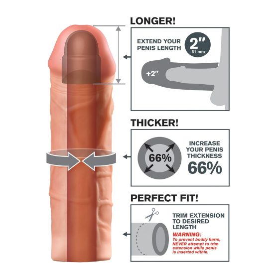 X-TENSION Mega 2 - realistický návlek na penis (20,3 cm) - tělový